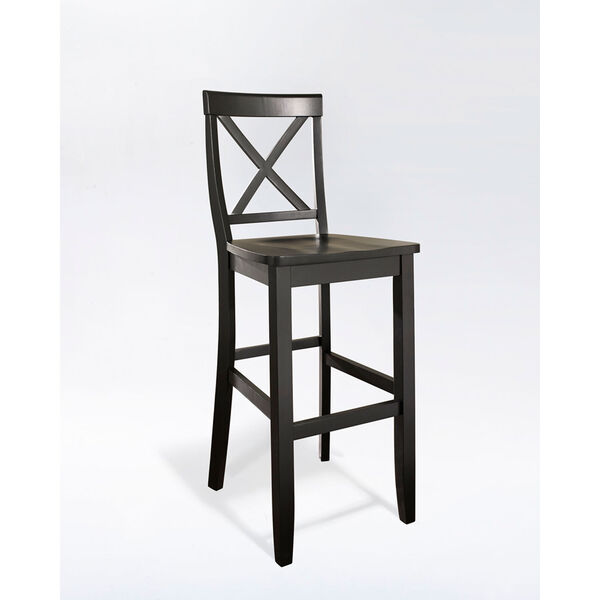 X-Back Bar Stool in Black Finish with 30 Inch Seat Height- Set of Two, image 1