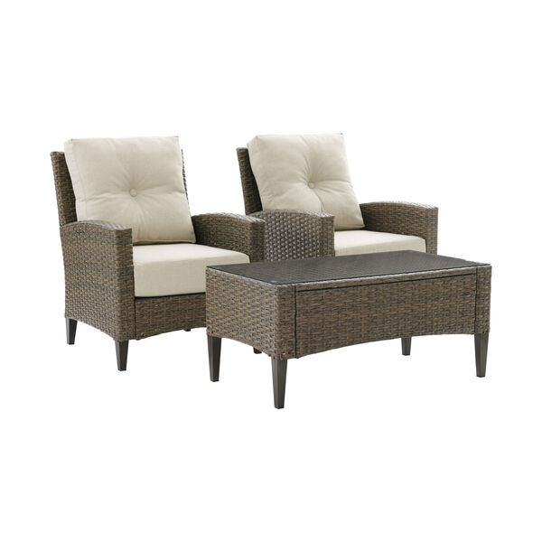 Rockport Brown Outdoor Wicker High Back Arm Chair Set, 3 Piece, image 3