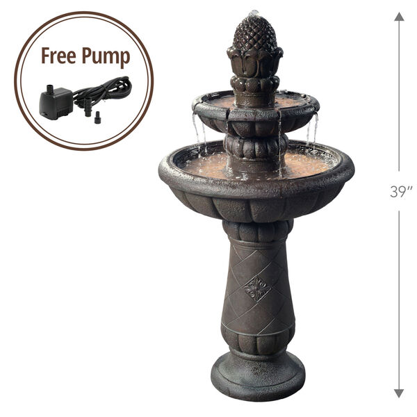 Multicolor Outdoor Deluxe Pineapple Two - Tier Waterfall Fountain, image 2