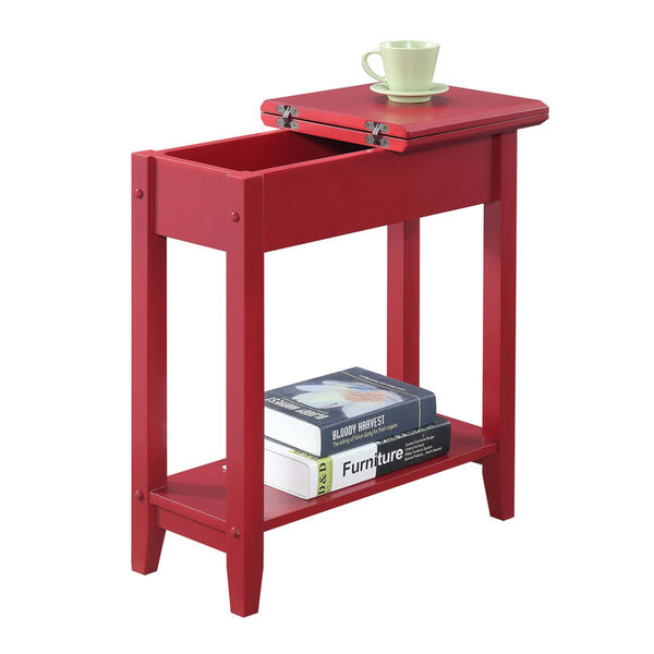 American Heritage Cranberry Red Flip Top End Table, image 3