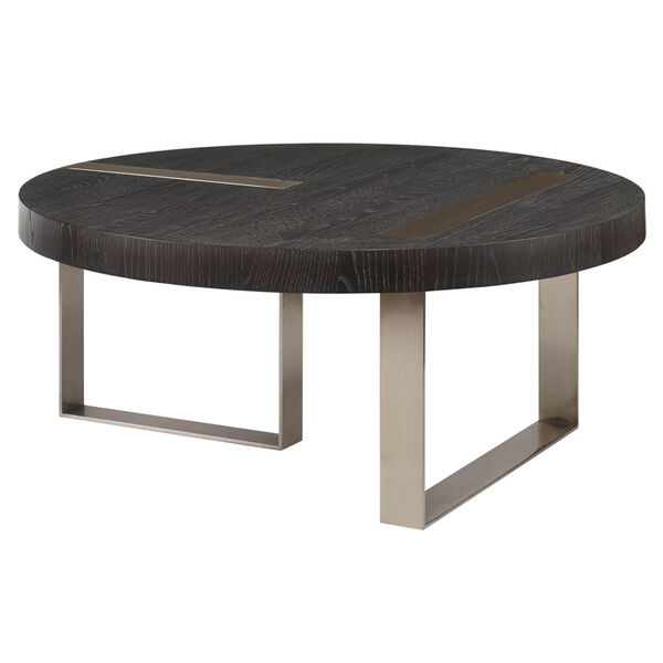 Converge Brushed Pewter and Ebony Round Coffee Table, image 2