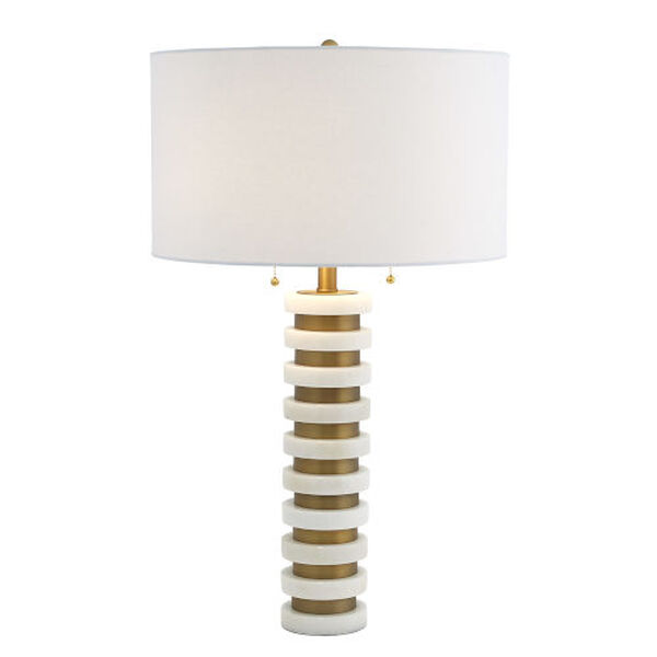 White and Brass Marble Stack Lamp, image 2