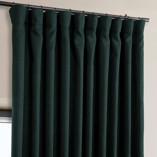 Focal Green Faux Linen Extra Wide Room Darkening Single Panel Curtain, image 3