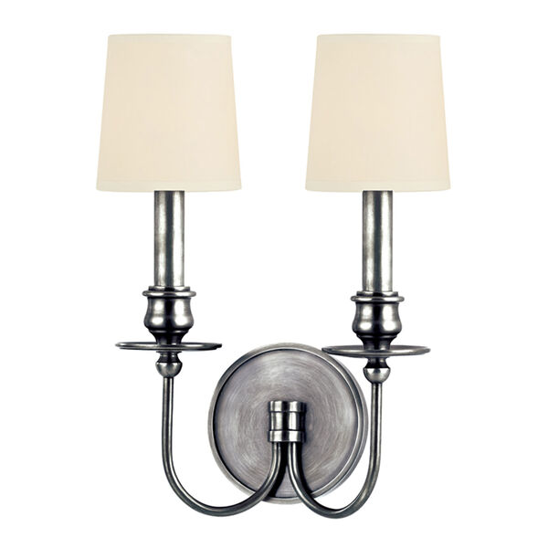 Cohasset Polished Nickel Two-Light Wall Sconce with Cream Shade, image 1