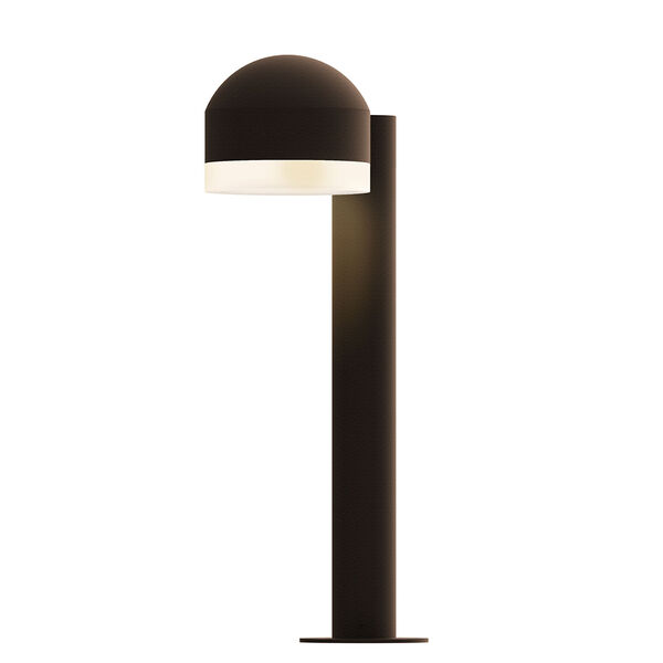 Inside-Out REALS Textured Bronze 16-Inch LED Bollard with Cylinder Lens and Dome Cap with Frosted White Lens, image 1