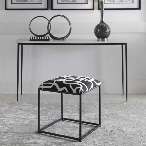 Twists And Turns Black and White Fabric Accent Stool, image 3