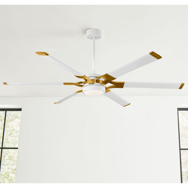 Loft Matte White Burnished Brass 62-Inch LED Indoor Outdoor Ceiling Fan, image 3