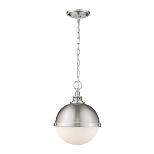 Peyton Brushed Nickel Two-Light Pendant With Opal Etched Glass, image 1