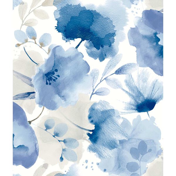Watercolor Bouquet Cobalt Wallpaper, image 2