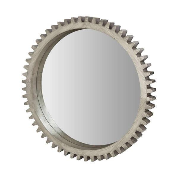 Cog Silver Round Wood Frame Wall Mirror, image 1