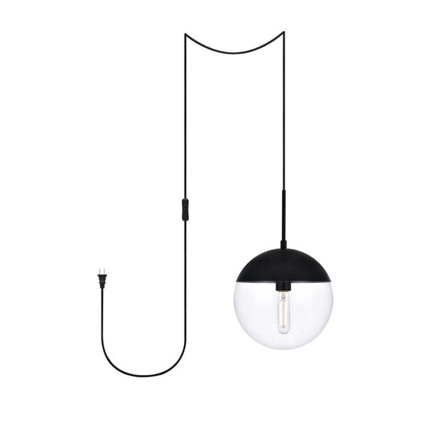 Eclipse Black and Clear 10-Inch One-Light Plug-In Pendant, image 1