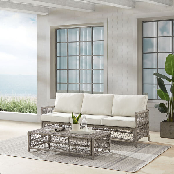 Thatcher Creme and Driftwood Outdoor Wicker Sofa Set, Two-Piece, image 4