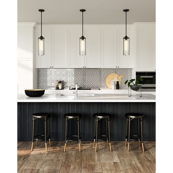 Belmont Matte Black One-Light Mini Pendant with Clear Water Glass, image 2