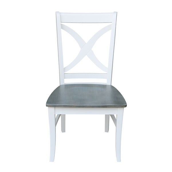Vineyard White and Heather Gray Curved X-Back Dining Chair-Set of Two, image 2