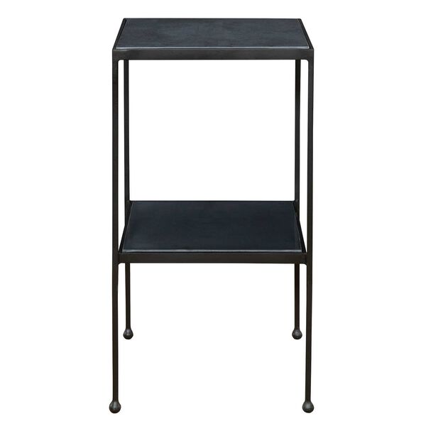 Sherwood Matte Black Marble Square Accent Table, image 2