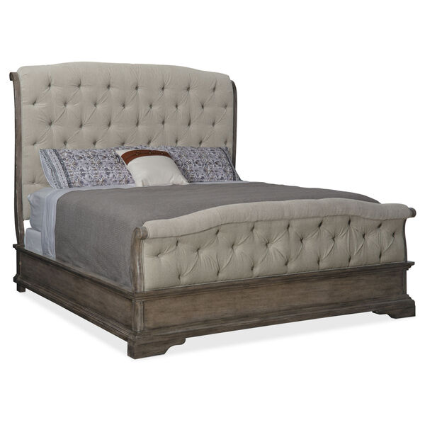 Woodlands Queen Medium Wood 66-Inch Upholstered Bed, image 1