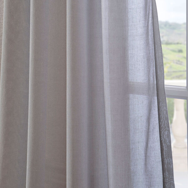 Afton Gray 120 x 50-Inch Faux Linen Sheer Single Panel Curtain Panel, image 4