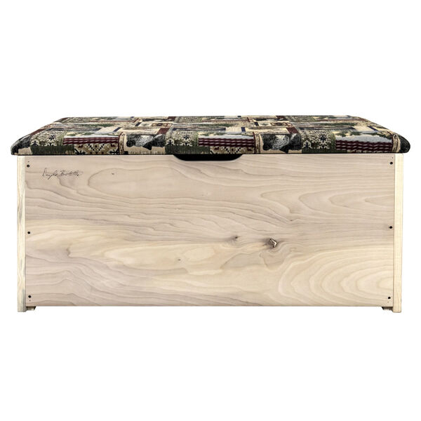Homestead Clear Lacquer Blanket Chest with Woodland Upholstery, image 6