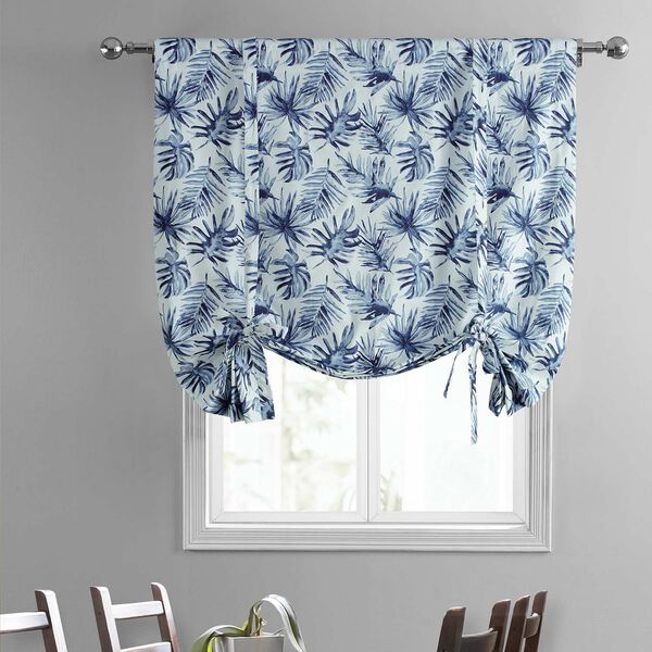 Artemis Blue Printed Cotton Tie-Up Window Shade Single Panel, image 2