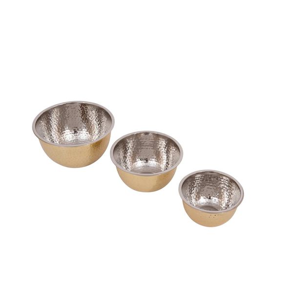 Gold Hammered Stainless Steel Bowl, Set of 3, image 2
