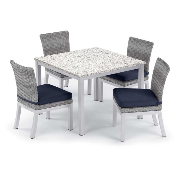 Travira and Argento Ash Midnight Blue Five-Piece Outdoor Dining Table and Side Chair Set, image 1