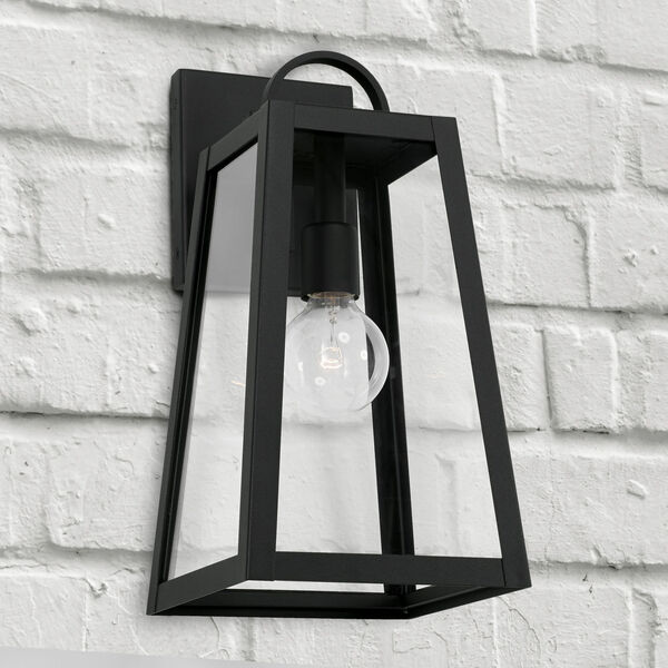 Leighton Black One-Light Outdoor Wall Lantern with Clear Glass, image 3