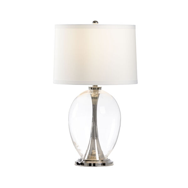 Allanah Polished Nickel and White One-Light Table Lamp, image 1