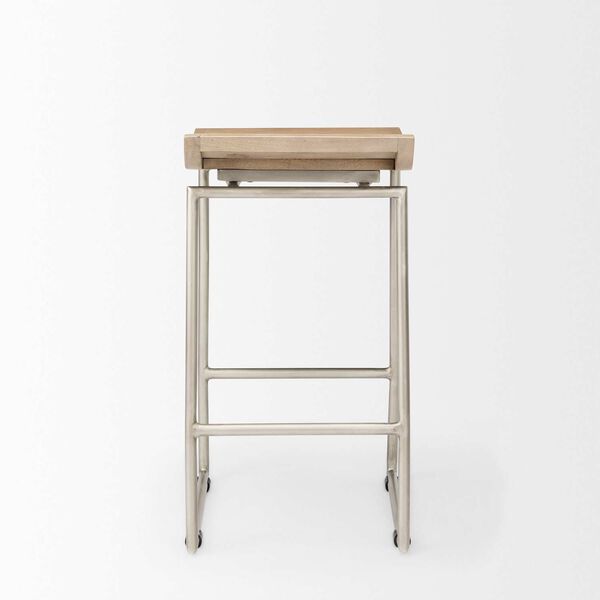 Givens Brown and Silver Metal Frame Counter Stool, image 4