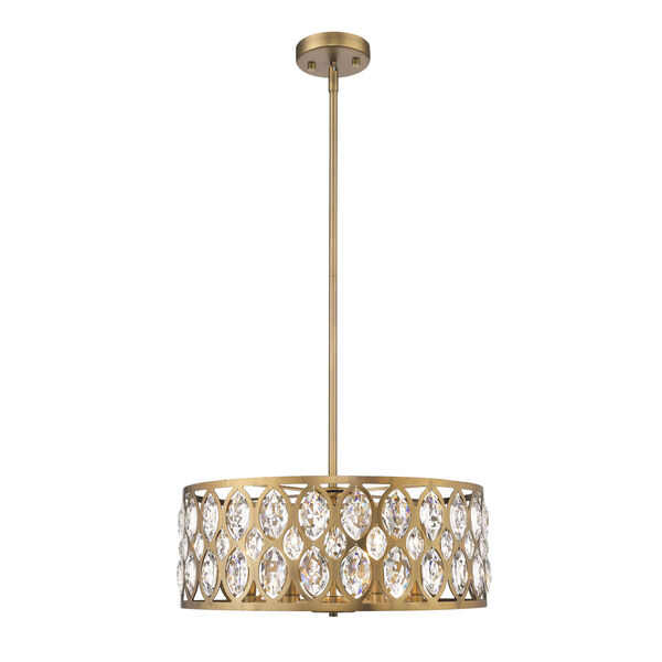 Dealey Heirloom Brass Six-Light Chandelier With Transparent Crystal, image 1