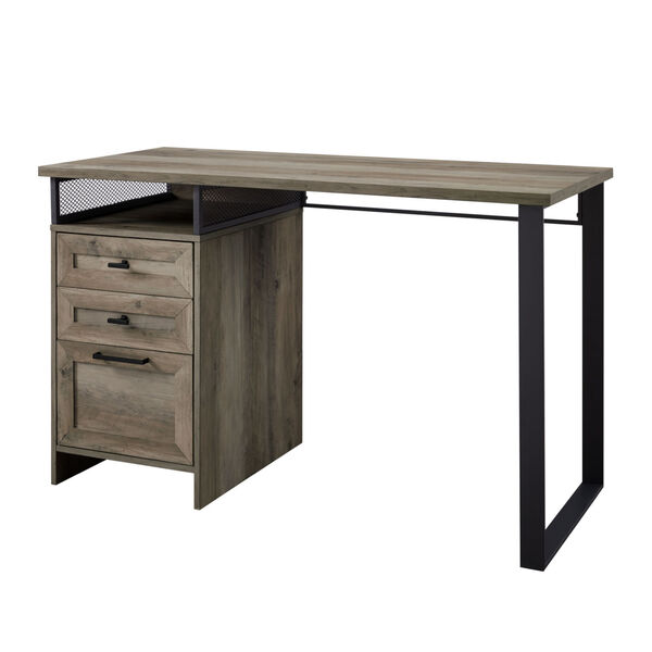 Anton Gray and Black Writing Desk with Three Drawer, image 1