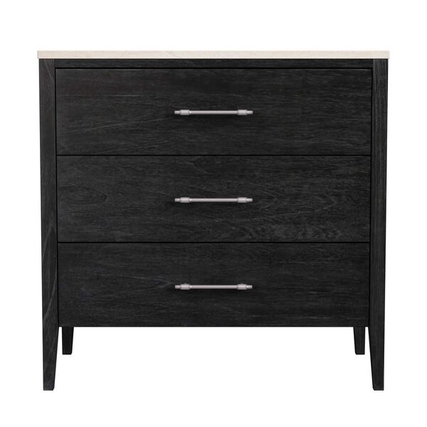 Mayfair Black Three -Drawer Wood and Marble Chest, image 3