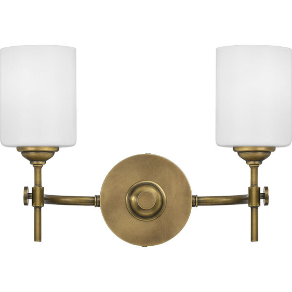 Aria Weathered Brass Two-Light Bath Vanity with Opal Glass, image 6