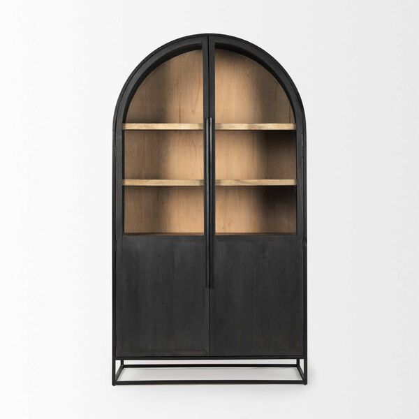 Sloan Black and Brown Metal Frame Arch Cabinet, image 2