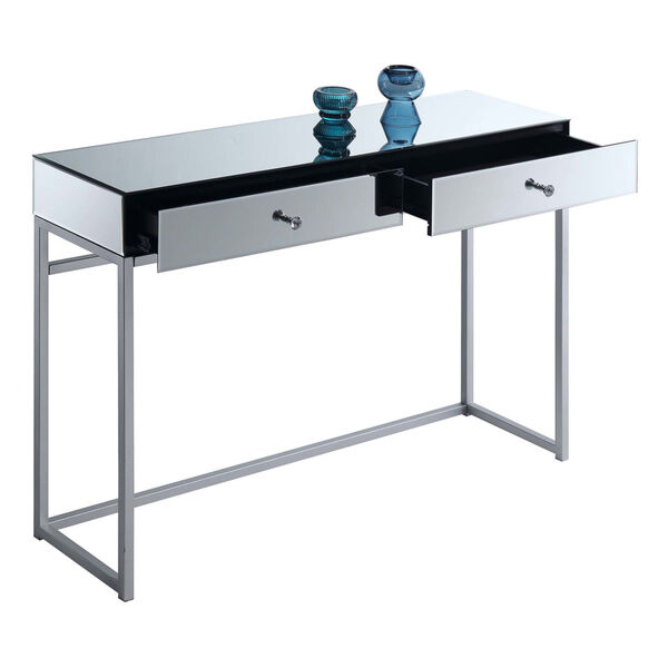 Reflections Silver MDF Console Table with Mirror Top, image 2