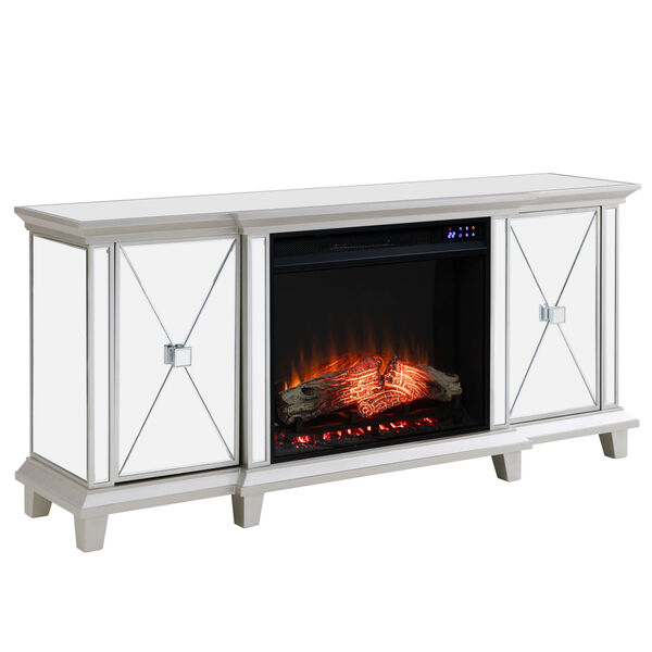 Toppington Mirror and silver Mirrored Electric Fireplace Media Console, image 5