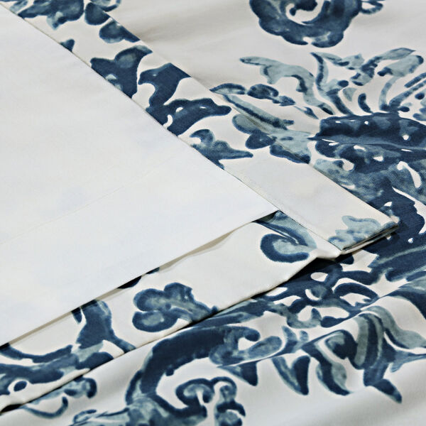 Indonesian Blue Printed Cotton Twill Single Panel Curtain 50 x 108, image 7