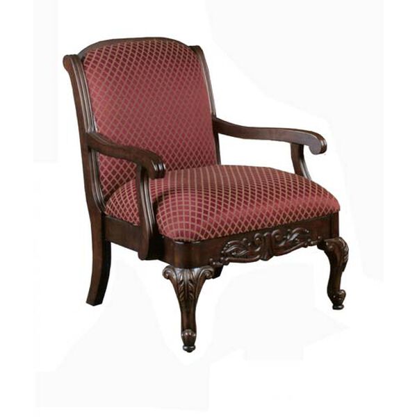 Red Traditional Elegant Carved Occasional Chair, image 1
