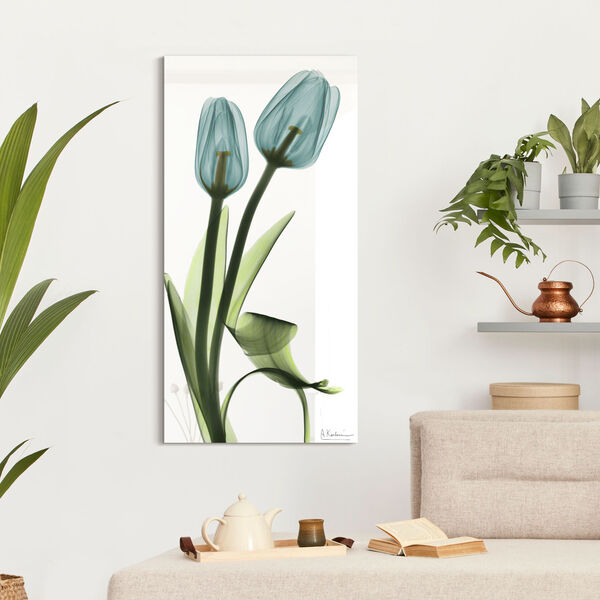 Blue Tulips Frameless Free Floating Tempered Glass Graphic Wall Art, image 1