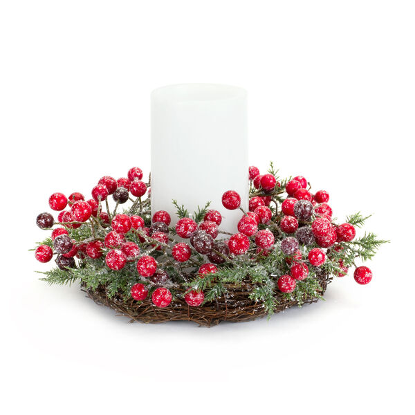 Red Mini Candle Ring Unlit Wreath, Set of Six, image 1