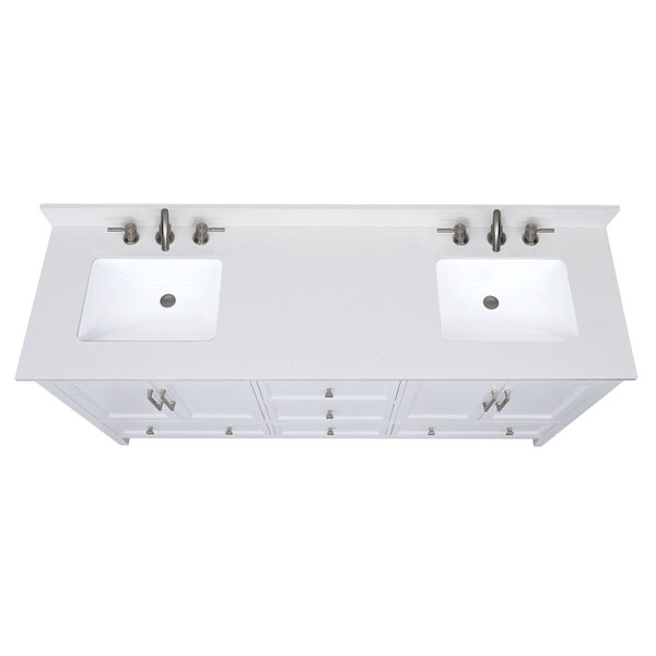 Lotte Radianz Everest White 73-Inch Vanity Top with Dual Rectangular Sink, image 4