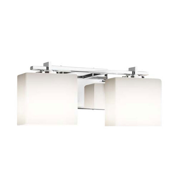 Fusion - Era Polished Chrome Two-Light Bath Bar with Rectangle Opal Shade, image 1