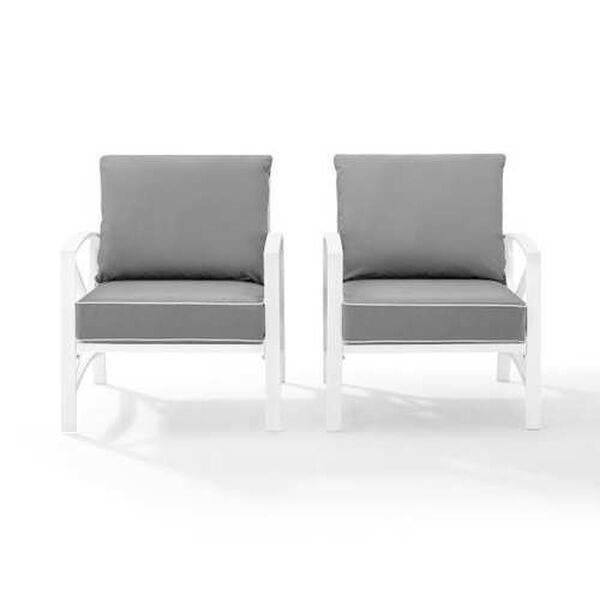 Kaplan Gray White Outdoor Metal Armchair Set , Set of Two, image 2