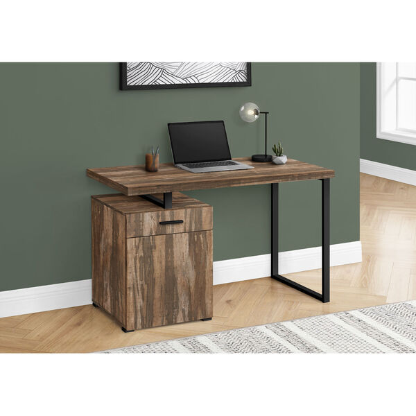 Brown and Black Computer Desk with Storage Unit, image 2