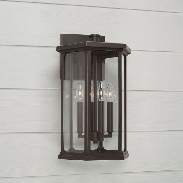 Walton Oiled Bronze Outdoor Four-Light Wall Lantern with Clear Glass, image 4