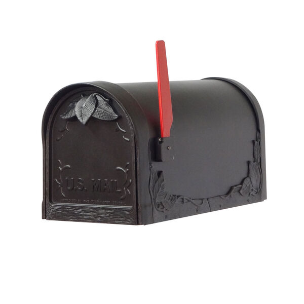 Floral Curbside Mailbox with Locking Insert and Springfield Mailbox Post in Black, image 6