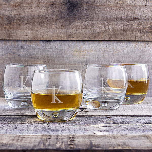 Personalized 10 oz. Heavy Based Whiskey Glasses, Letter K,  Set of 4, image 1