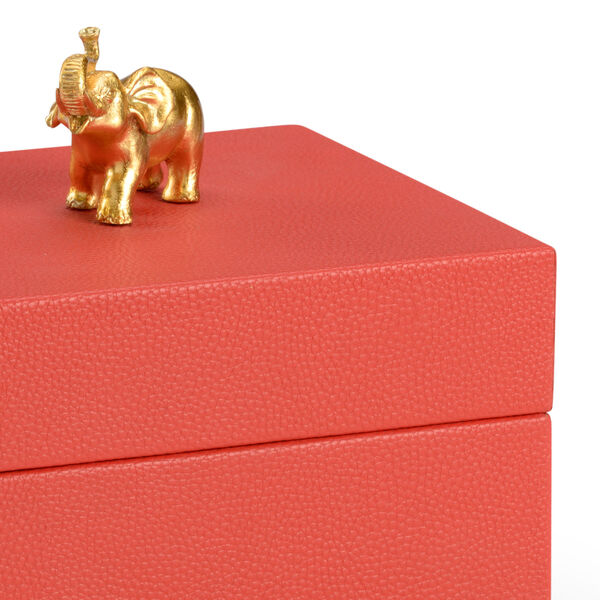 Pam Cain Red and Metallic Gold Elephant Handle Box, image 3