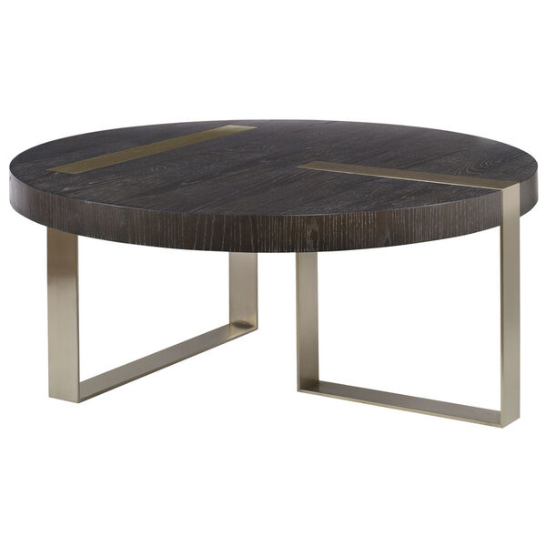 Converge Brushed Pewter and Ebony Round Coffee Table, image 1