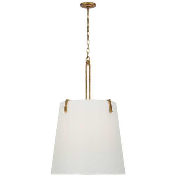 Clifford Gilded Iron Six-Light Pendant with Linen Shade by Marie Flanigan, image 1