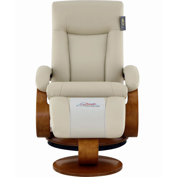Selby Alpine Black Beige Breathable Air Leather Manual Recliner with Ottoman, image 6
